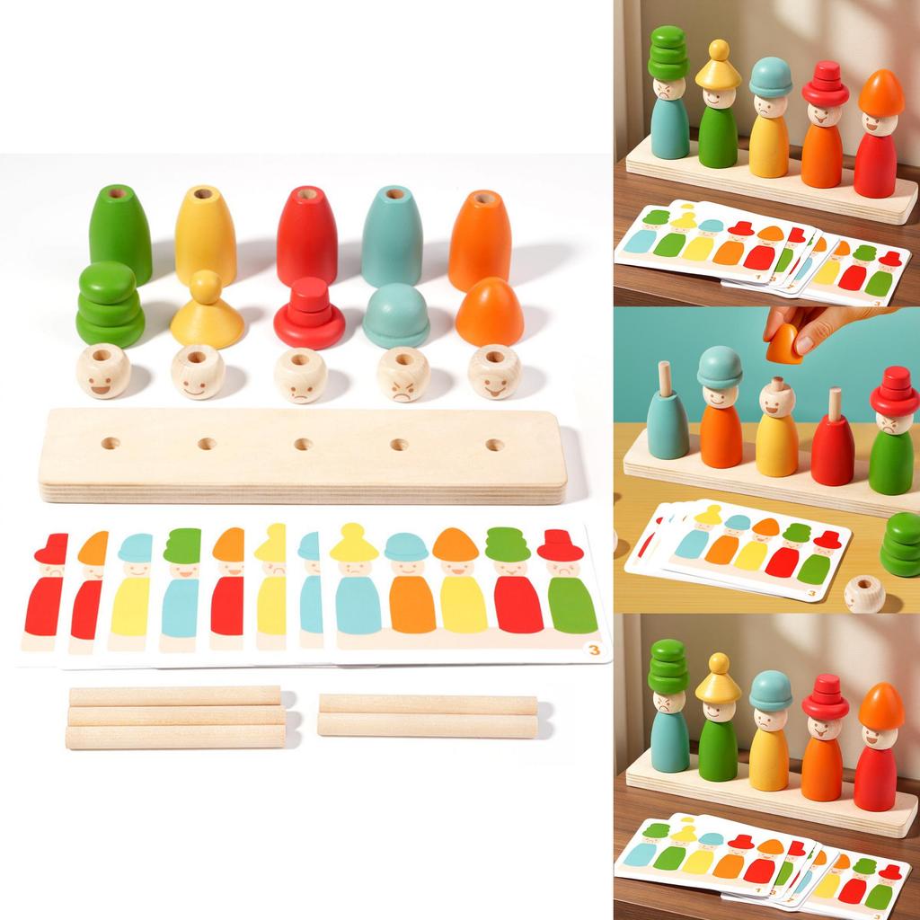 Wooden Childrens Educational Toy With Color And Expression Matching For Early Learning