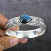 Natural Labradorite Gemstone 925 Sterling Silver Cuff Bangle Adjustable V3W87