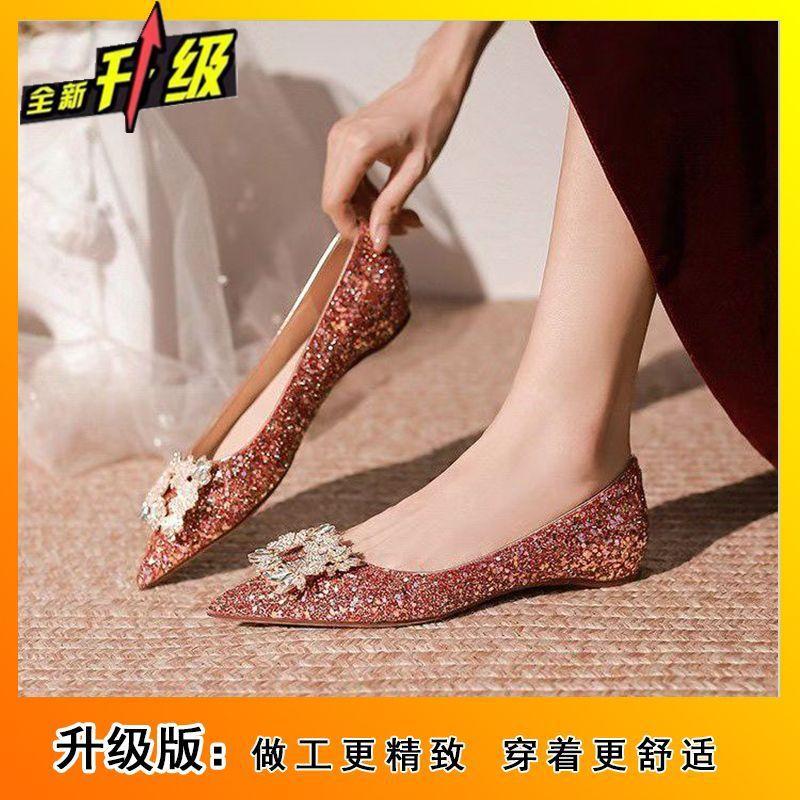 

French comfortable flat-soled single shoes spring and summer new pointed head shallow mouth not tired feet single shoes women 40