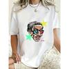 Oversized T Shirt Black Abstract Face With Stars And Brand Text Graphic Print Casual Streetwear Fashion Statement Top For Women
