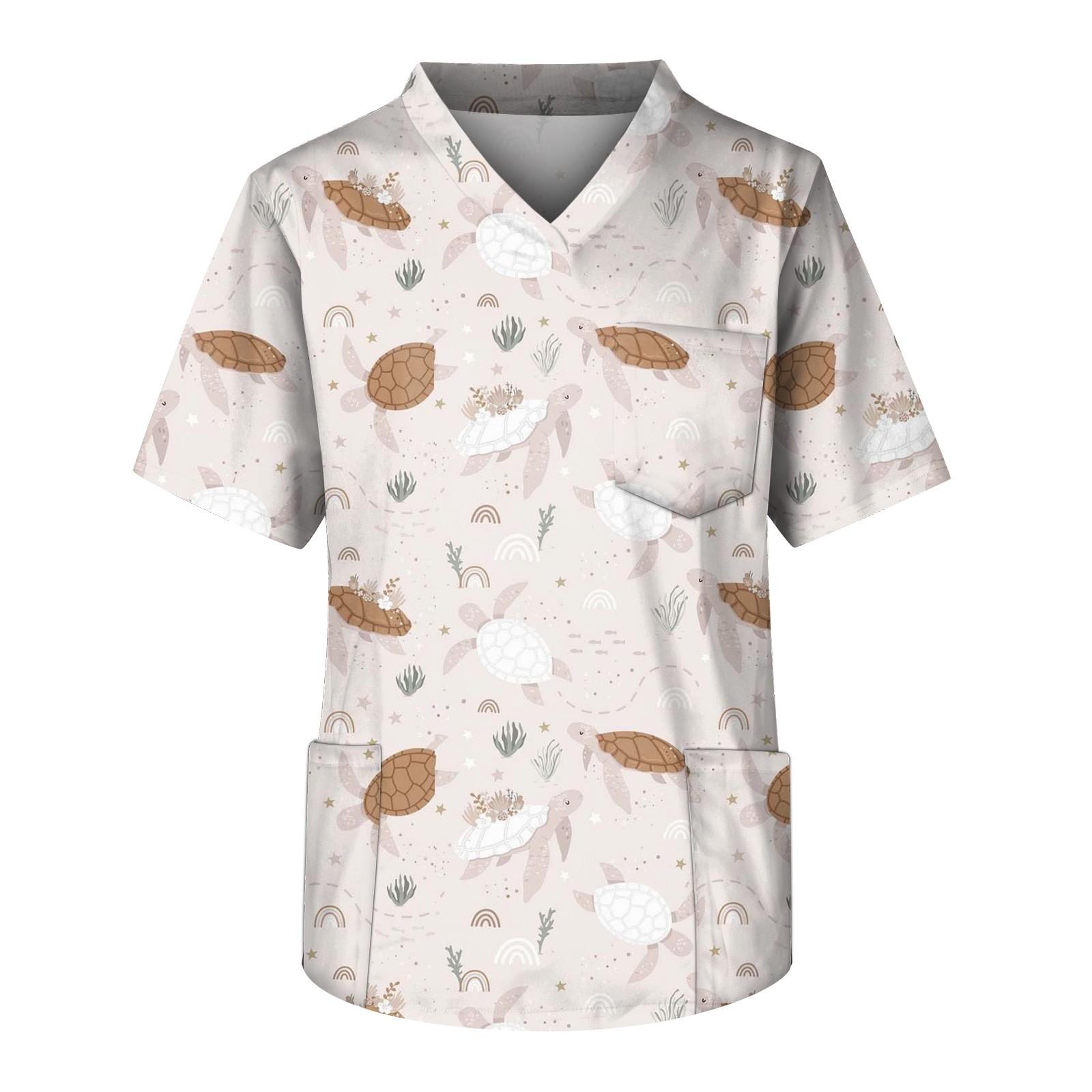 Рабочая форма больших размеров с принтом, топы для мужчин, забавные футболки с перекрестным v-образным вырезом и короткими рукавами, рабочая одежда, футболка с карманами M бежевый