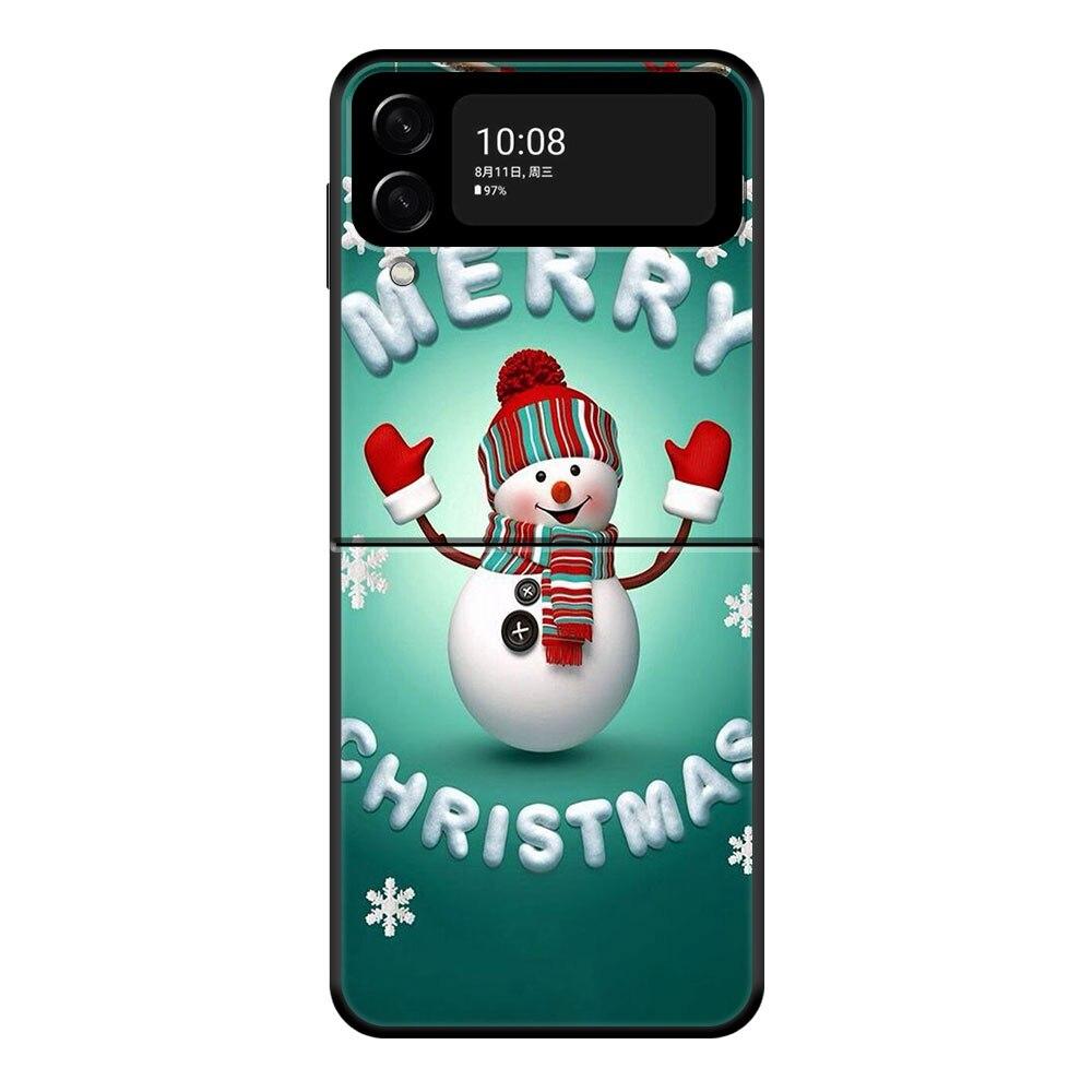 Süße Weihnachts-Schneemann-Telefonhülle für Samsung Galaxy Z Flip Z Flip3 5G Z Flip4 Harte PC-Mattschale
