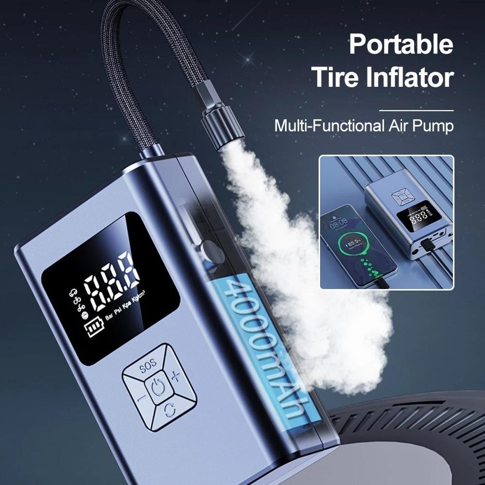 Car wireless inflator tire pump intelligent digital display high-power inflator reverse charge with power bank