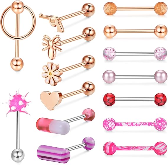 

Bobisty 14G Tongue Bars Surgical Steel Piercing for Women Men Double Barbell Tongue Bar Nipple s Barbells Body Jewellery Set Straight Barbell&Labret, Lip Piercing Jewelry&Oral