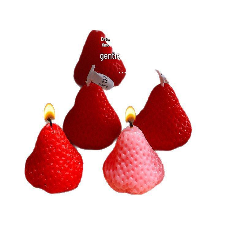 Strawberry Scented Soy Wax Candle - Cute Handmade Gift for Birthdays & Parties