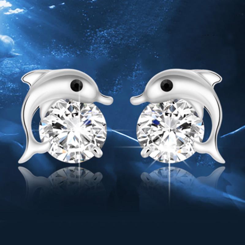 Weihua Dolphin Silver-Plated Earrings - Korean Fashion Temperament for Women