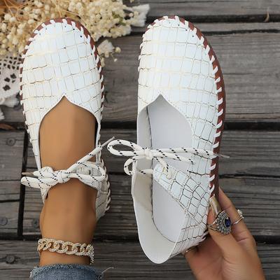 Large Size Handmade Soft Sole Casual Single Shoes for Women 2024 New Stone Pattern Casual Work Mom Shoes Soft Sole Women's Shoes