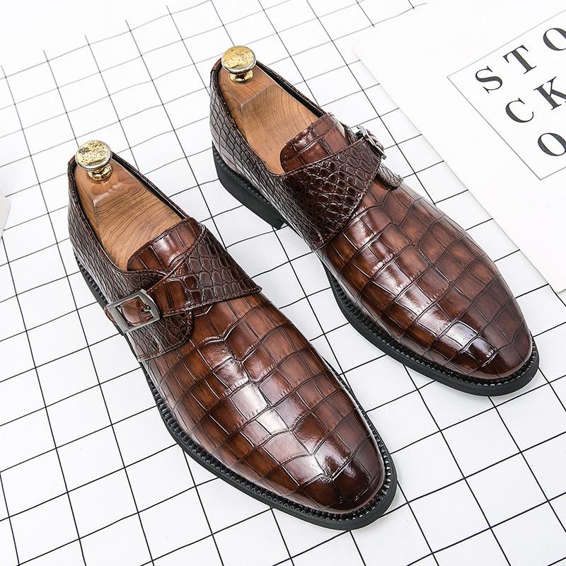 Plus Size Men s Casual Leather Slip-on Loafers - British Style 39 коричневый