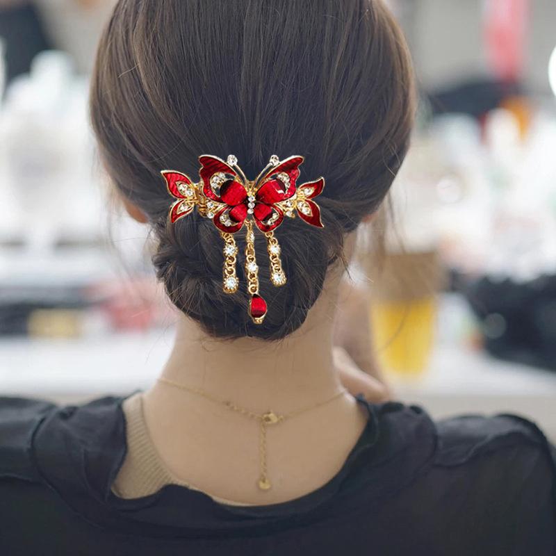 Móda Elegantní Zirkon Motýlek Vlásenka Příslušenství pro ženy Retro Etnický styl Malý krabí klip Pokrývka hlavy Šperky Dárek