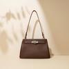 New High-end Fashion Cowhide Lock Armpit Bag Commuter Leather Portable Messenger Bag