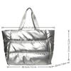 Large Capacity Quilted Nylon Tote Bag for Women Winter Spacious Women's Shoulder Bag for Gym Yoga Shopping Solid Color Padded Space Handbags for Women