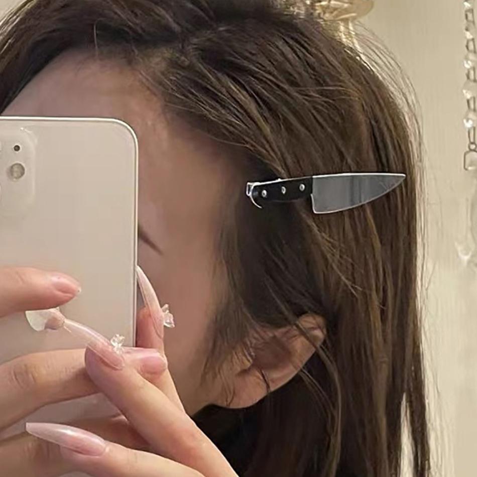 1 Pcs Women Side Bangs Hairpin Chef Knife Hair Clip Festival Hair Accessories Gothic Emulation Knife Hair Clips