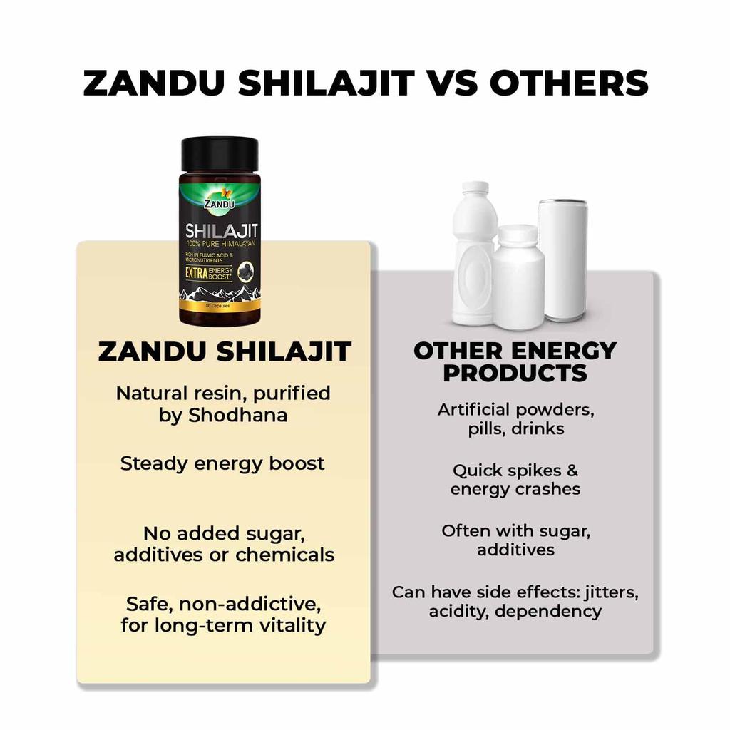 Zandu Shilajit Capsules 60 N | Pure Himalayan Energy Booster for Daily Stamina and Natural Vitality