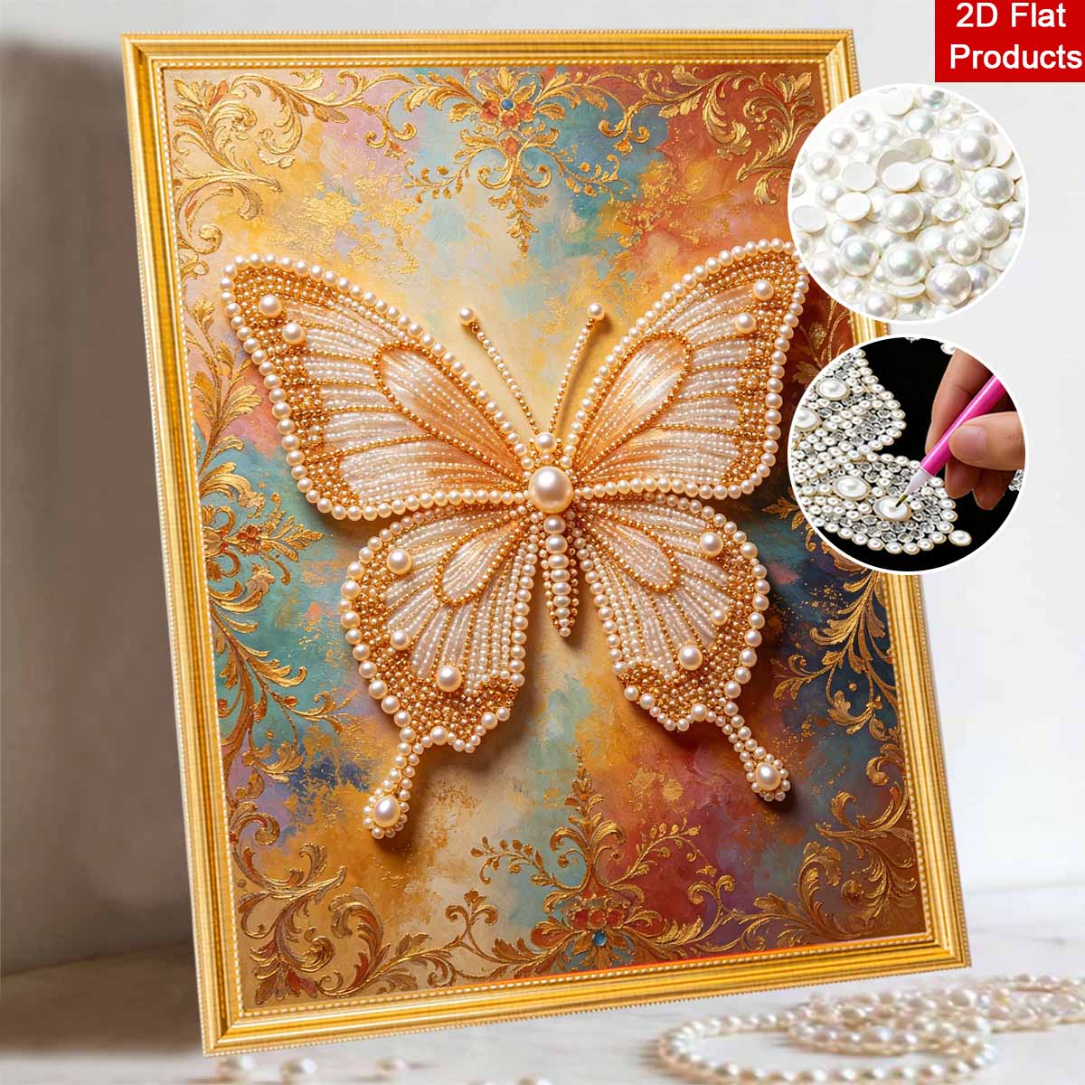 5D Pearl Painting Handmade DIY Elegant Butterfly Home Office Desktop Decoration Painting 30x40