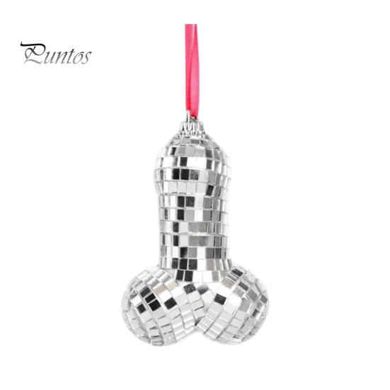 

Зеркальный диско-шар, забавное 3D-украшение для рождественской елки, блестящая серебряная подвеска в виде колбасы для зеркала автомобиля, аксессуары 1pc