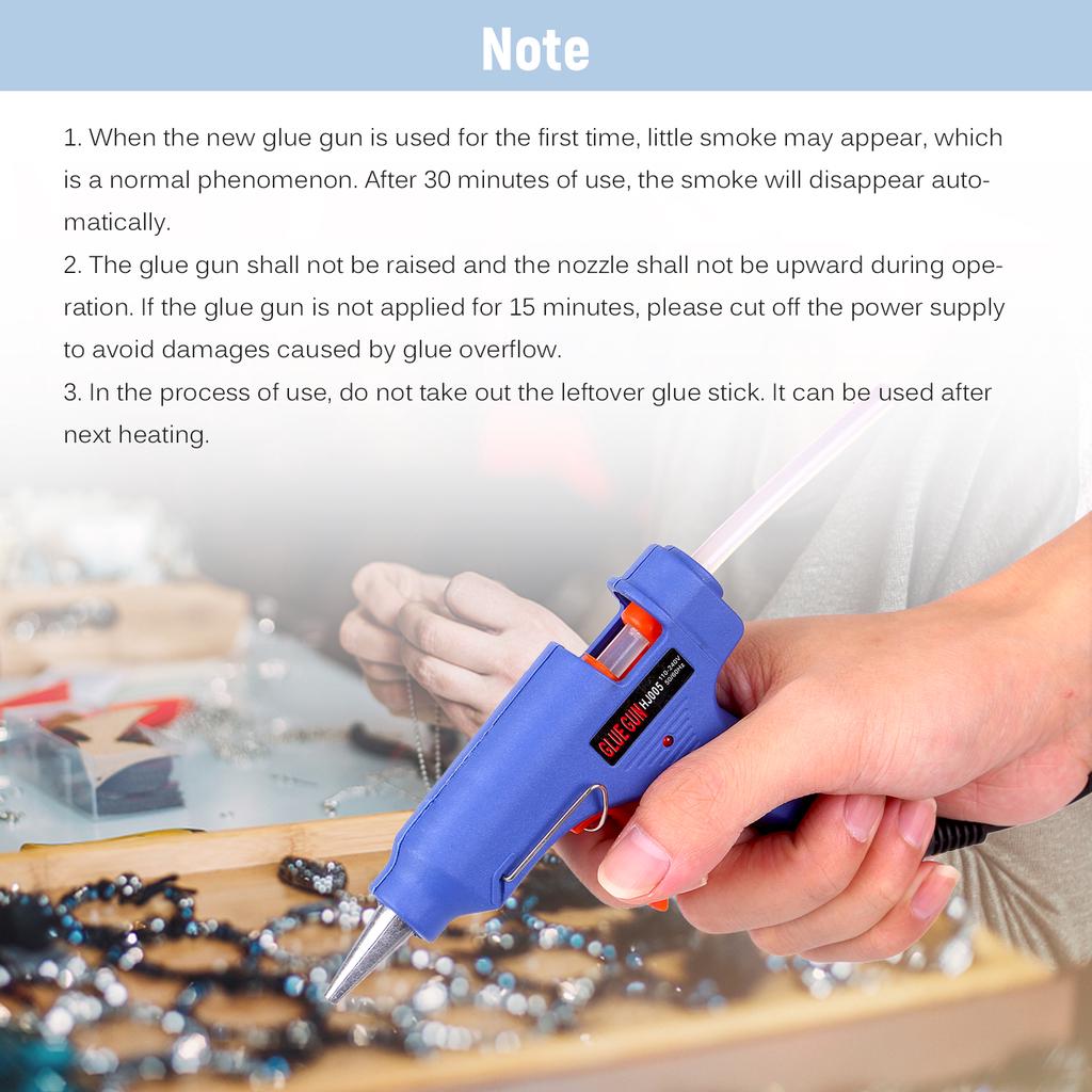 Buy 20W Hot Melt Glue Gun Hot Melt Glue Machine DIY Glue Gun with Switch Button Blue + 3Pcs 7mm