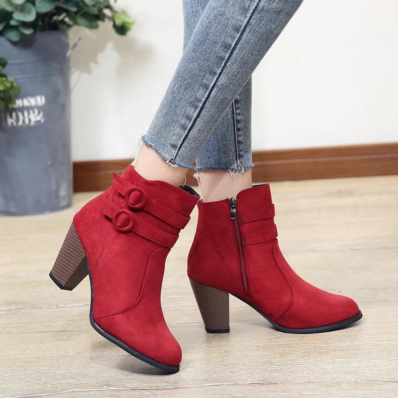 Boots Women Winter  New Ankle Boots for Women High Heel Women Fashion Zipper Platform Boots