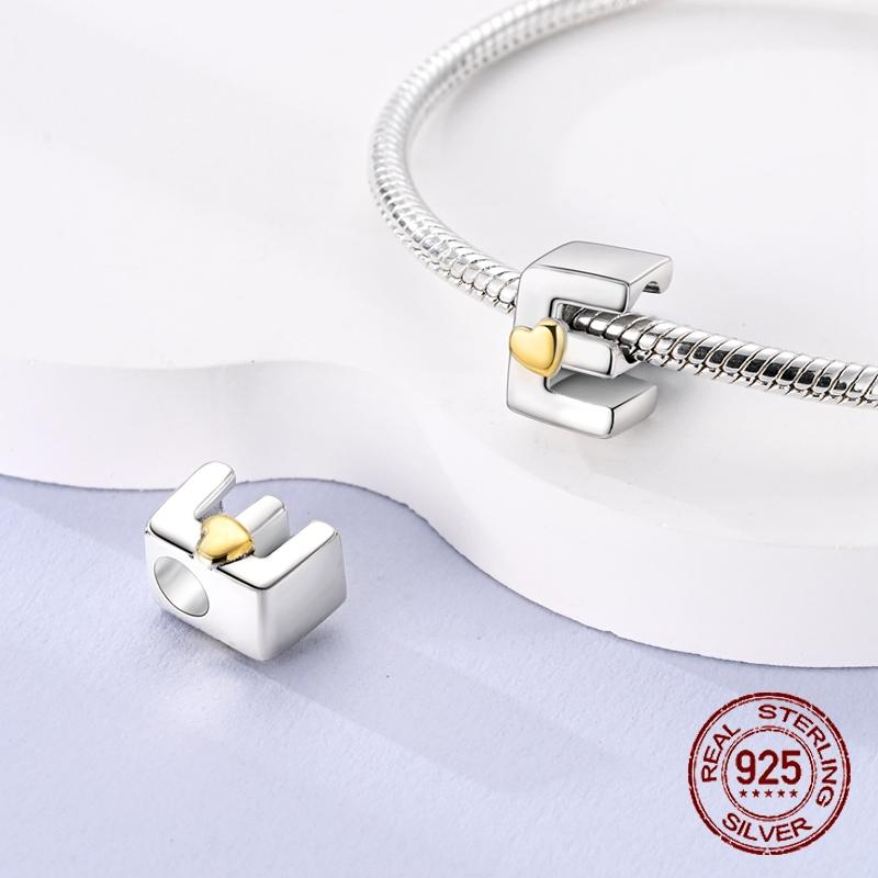 Copper Letter A-Z Alphabet Charm Name Beads Fit 4Mm Hole Diameter Bracelets Charms For Women Diy Pendant Making Jewelry