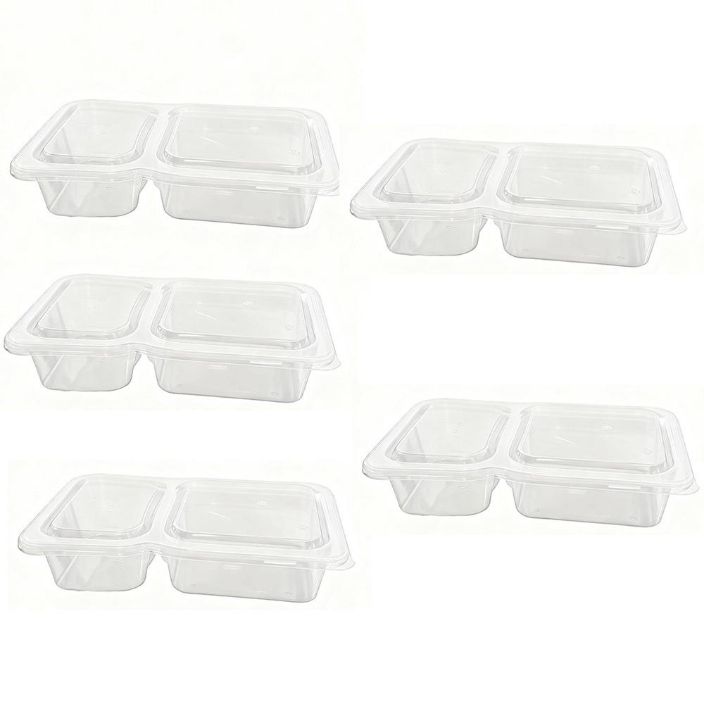 5/10Pcs Sealed and Leak-proof Double Condiment Containers Reusable with Hinged Lids Sauce Cup Containers 4.5Oz/9Oz