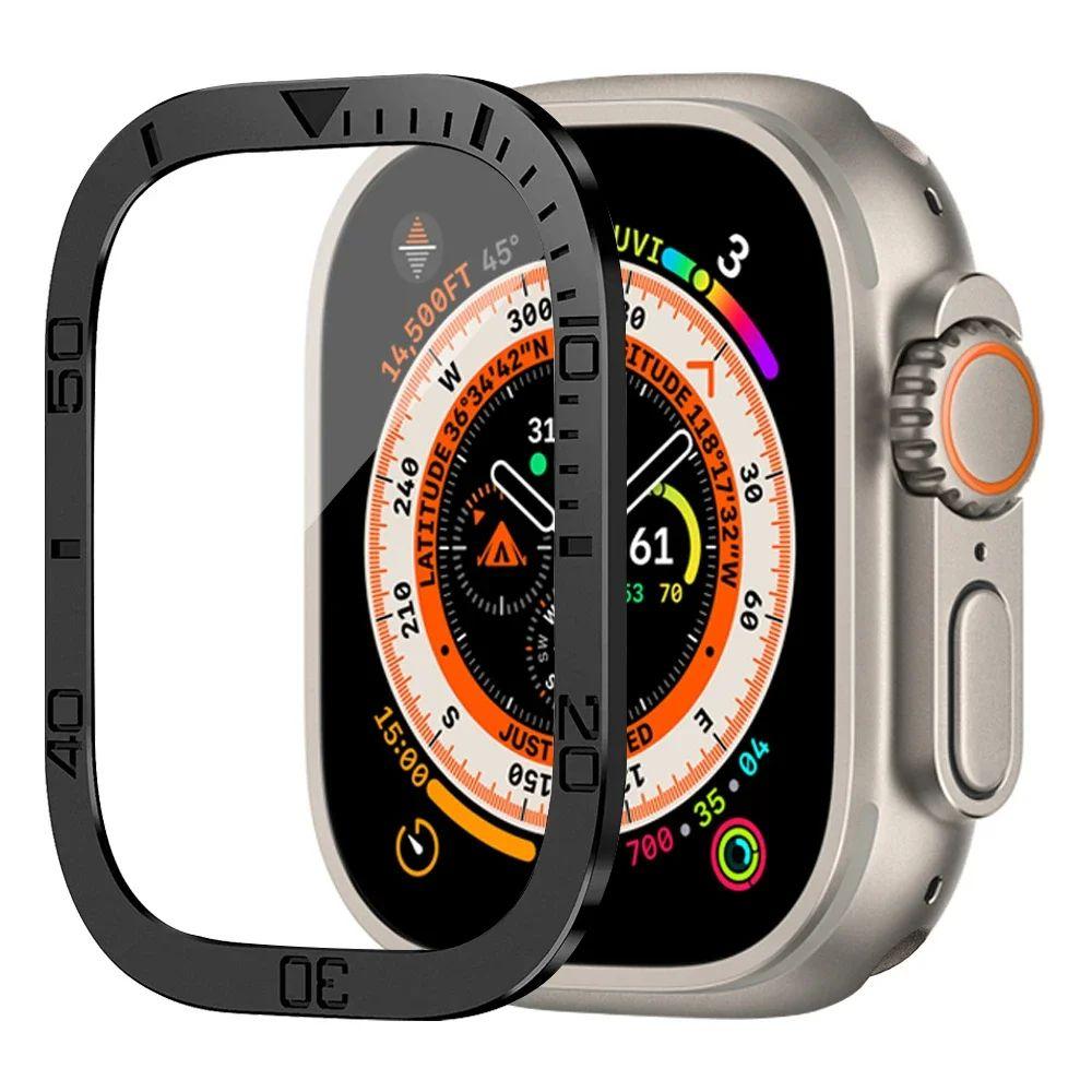 Screen Protector For Apple Watch Ultra 49mm Accessories Metal Bumper+Tempered Glass Aluminum Alloy Cover HD iWatch Ultra 49 Mm
