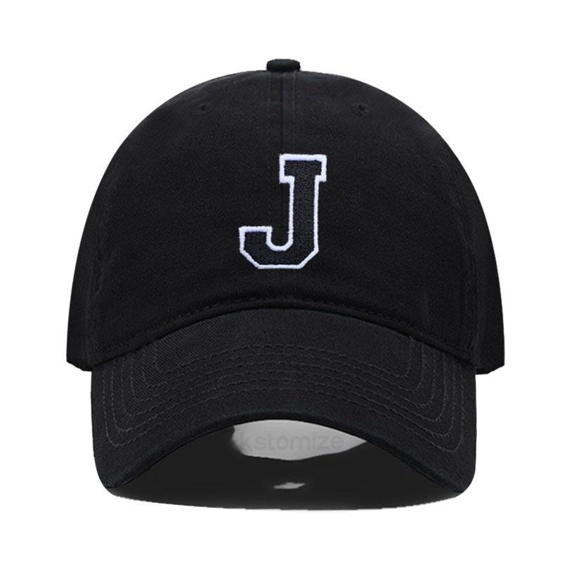 Initial Letter A-Z Black Baseball Cap For Men Womne High Quality Soft Cotton Embroider Fashion Team Sport Visors Snapback Caps