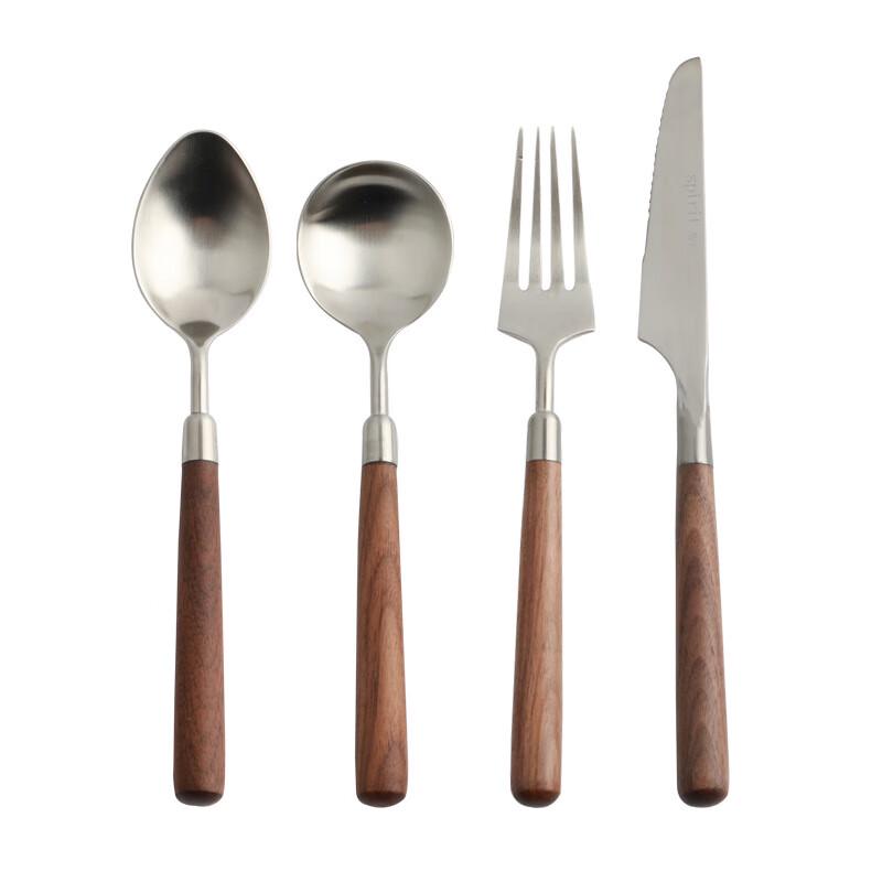 Walnut Handle Retro Stainless Steel Cutlery Set