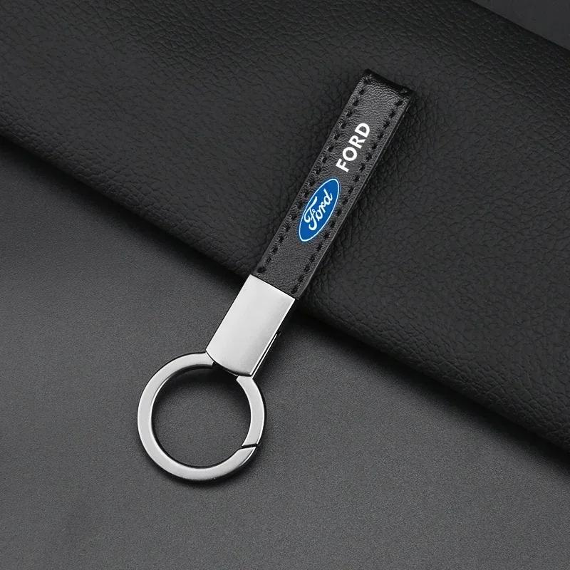 Car Sticker Hot For Ford Car Metal Leather Key Chain High Quality Gift For Ford Focus 2 MK2 4 MK3 MK4 ST Mondeo Festiva Fusion S