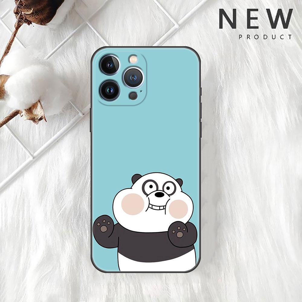 Funda Case For Apple iPhone 14 11 13 7 12 Pro 7 XR XS Max 8 Plus 6 14Pro 13Mini Black Soft Phone Coque We Bare Bears Cartoon