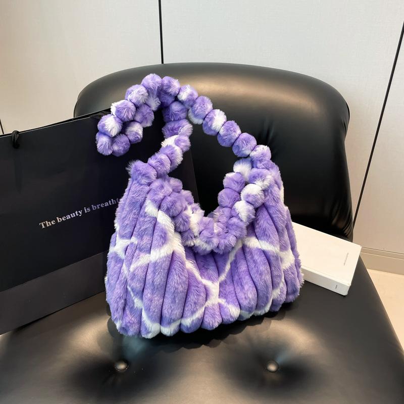 

Корейская версия простой сумки-тоут большой вместимости 2025 весна универсальная новая модная сумочка текстурная сумка через плечо фиолетовый