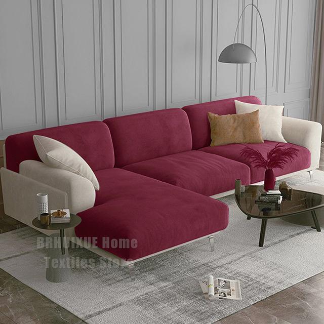 Velvet Sofa Seat Cushion Cover Stretch Plush Thicken Sofa Cover For Living Room L Shape Luxury Corner Furniture Sofa Slipcovers