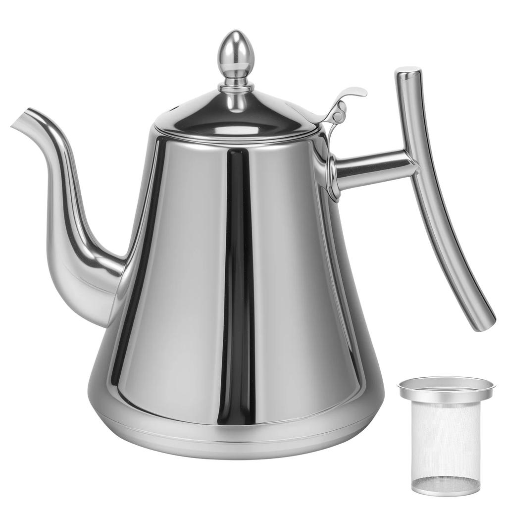 304 Stainless Steel 2L Induction Cooker Kettle Ergonomic Handle with Detachable Filter Store Restaurant Office Hot Water Kettle