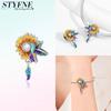 Authentic Tulip Heart Flower Pendant Sunflower Bird Lucky copper Bead Charm Compatible With Bracelets Women Gift Diy Jewellery Accessory