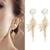 Fashionable Bohemian Conch Earrings with Sunflower Stylish Women Ear Studs Imitation Pearls Eardrop Trendy Souvenir