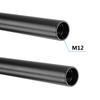 2 Pieces 35cm Long 15mm Diameter Aluminum Alloy Rod with Inner 12mm Thread for Camera Support Systems Black