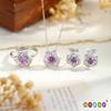 S925 Silver Star Jewelry Set, Natural Crystal Necklace Ring Earrings for Women