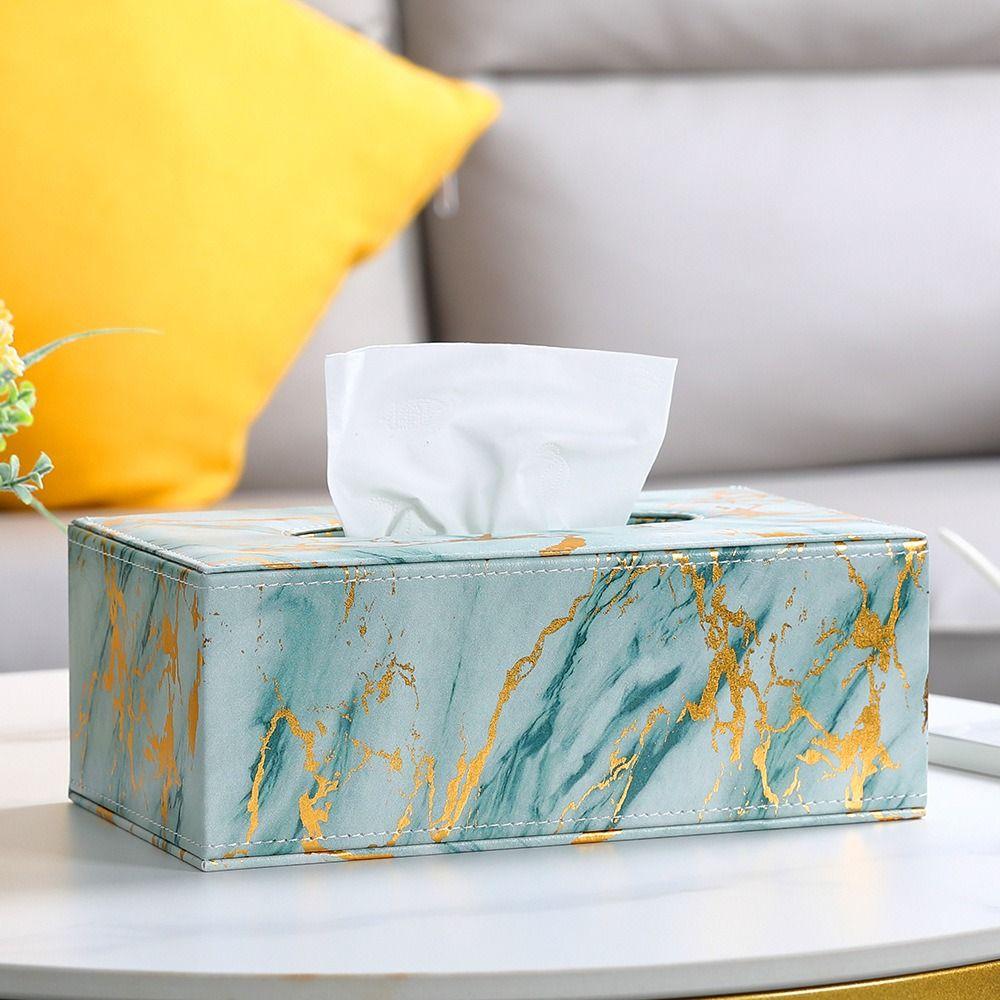Large Capacity Marbling Leather Tissue Box Nordic Style Napkin Holder Paper Container  Restaurant