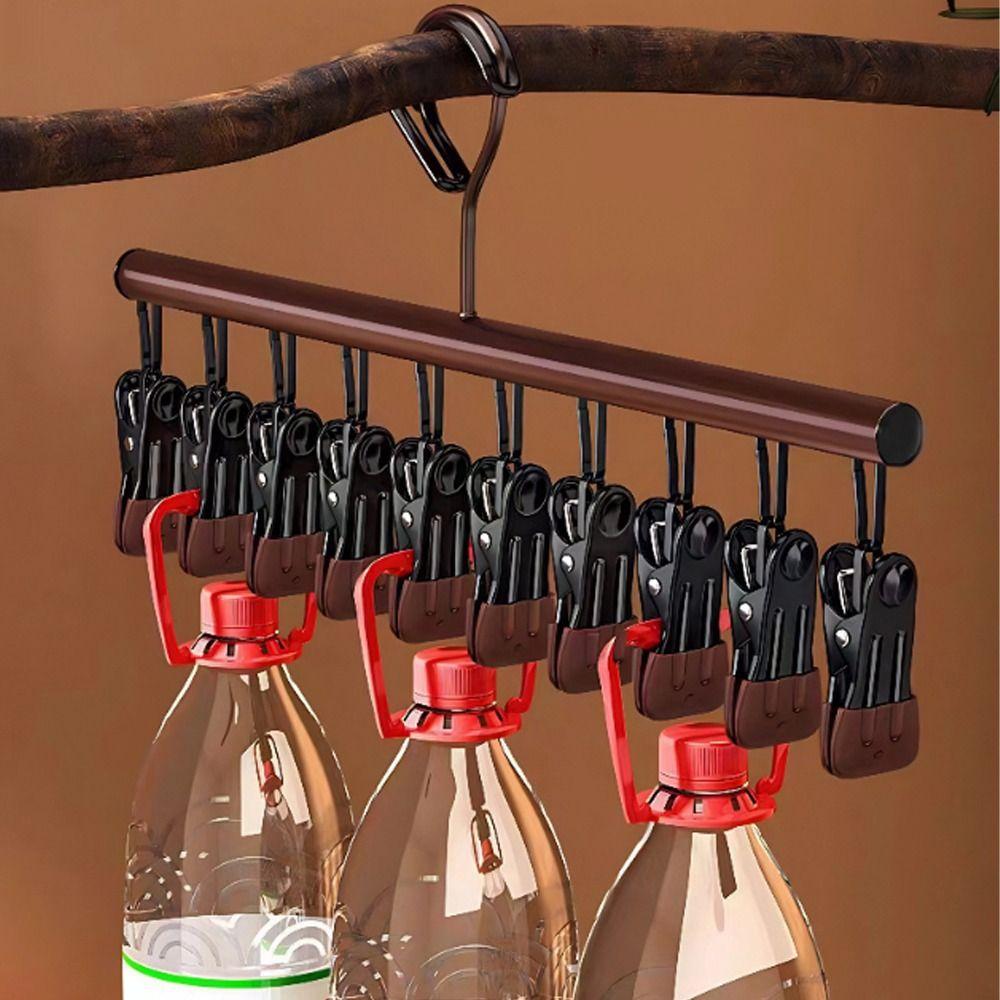 10 Clips Clothes Drying Rack Anti-Slip Windproof Hanging Rack Non-marking Rotatable Clothes Hanger Student Dormitory