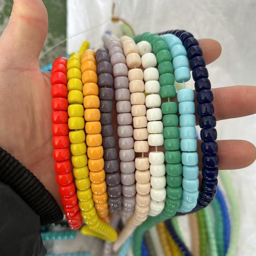 Multi-Color 6x8mm Glass Barrel Beads for Jewelry Making