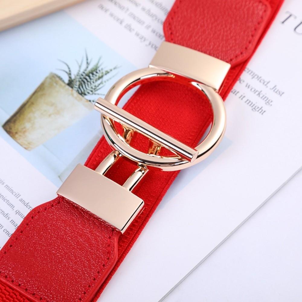 Exquisite Elastic Waistband Casual Round Buckle Waist Strap Waist Belts Women