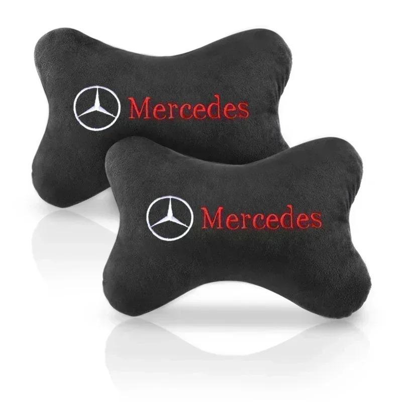 CSE1 Car Headrest Cover Auto Seat Cover Head Neck Rest Cushion Neck Pillow Seat Cover for Mercedes Benz New B/C/E GLC GLK CLA GLA