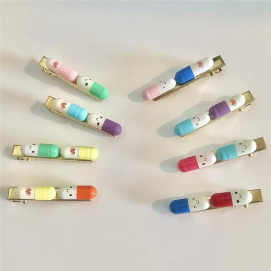 Hair Clip Cartoon Style Happy Pill Hair Pin Plastic Non-Fading Hairpin Headwear Hair Styling Tool Hair Accessory