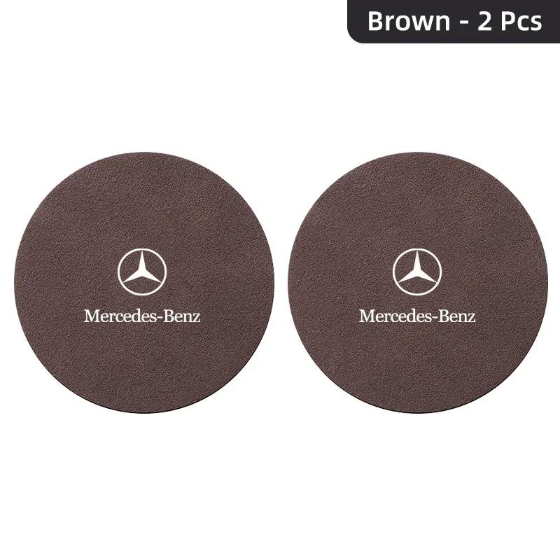 

2pcs Suede Car Coaster Water Cup Drink Holder Anti-Slip Pad for Mercedes Benz B/C/E/S Class A Class C200L GLC GLK New CLA GLA
