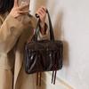 Commuter Vintage Underarm Bag Women's Bow Double Pocket Tote Bag Large Capacity Shoulder Bag