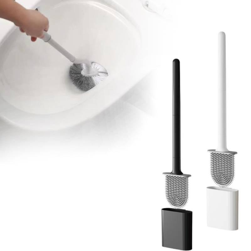 Toilet Silicone Brush Deep Cleaner Brushs Nonslip Long Plastic Tool Handle