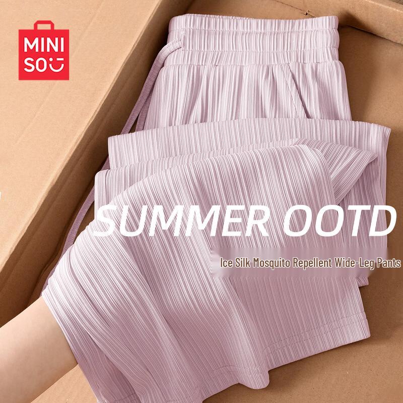 MINISO Women s Ice Silk Wide-Leg Pants M