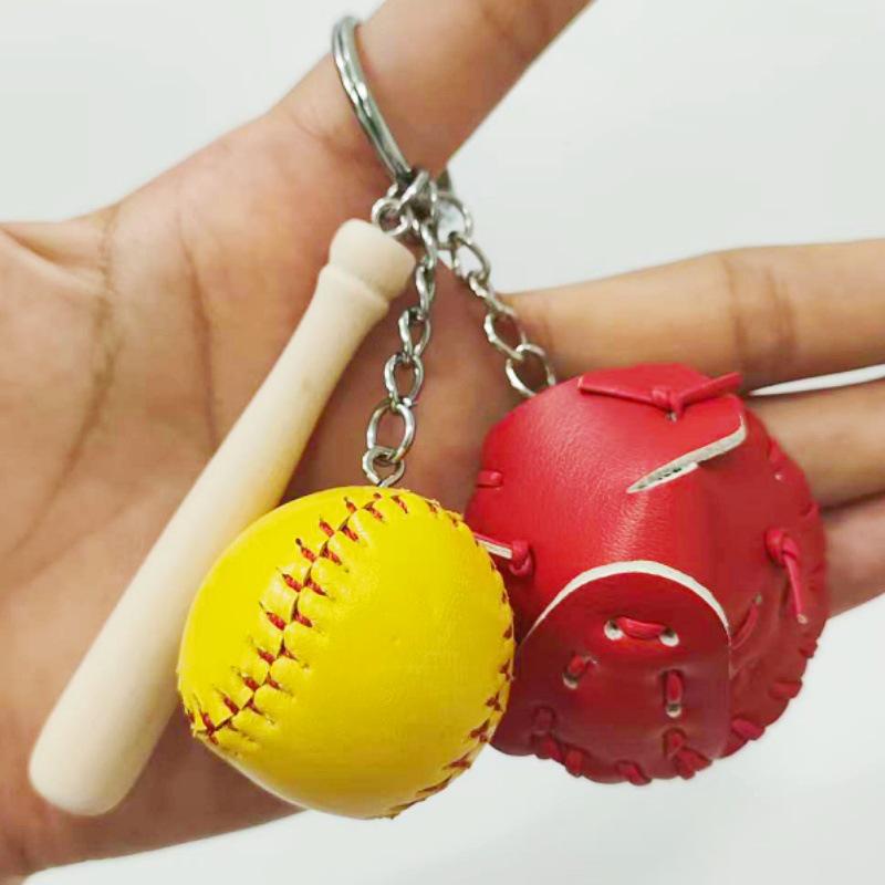 Creative Baseball Keychain Bag Pendant Set - Fashionable Three-Piece Couple Gift & Ornament