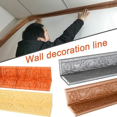 Autocollants Ligne de Moulure Murale Décoration 3D Auto-adhésifs Ligne d'Angle Lignes Murales Décoratives pour Cadre de Porte Entrée d'Escalier