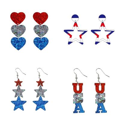 Modern Striped Heart Star Letters Earrings Comfortable Acrylic Jewelry Fashion Ear Accessories For Sensitive Ears