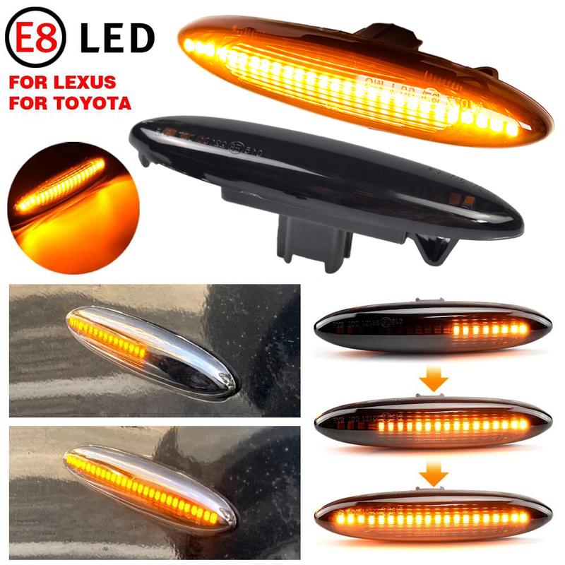 2pcs LED Flowing Turn Signal Side Marker Light For Lexus IS250 IS350 SC430 E350 Toyota Mark X Crown UZZ40 Highlander Camry ACV40