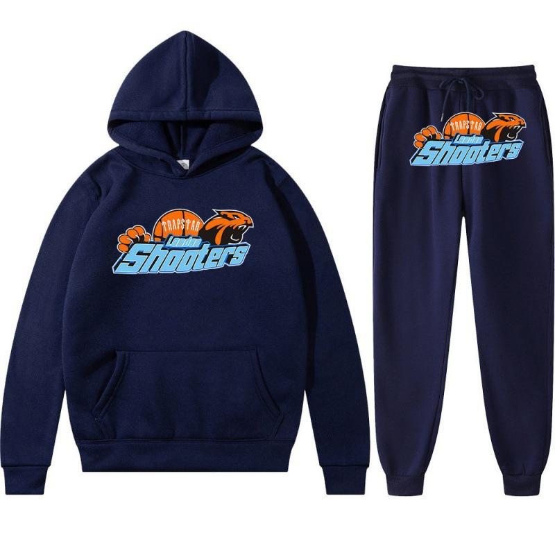 Printed Sportswear Men's Two-piece Loose Hooded Sweatshirt Set